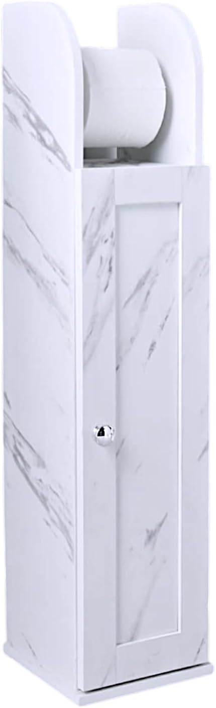 Wooden Toilet Paper Roll Holder with Marble-Look Design