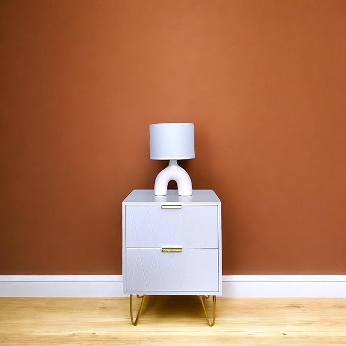 2-Drawer White Bedside Table