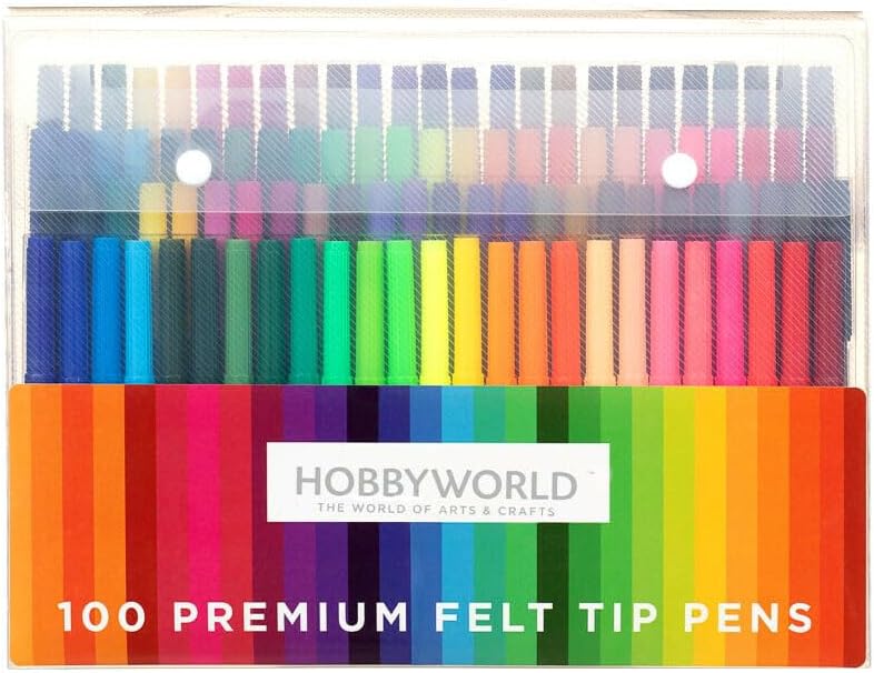 Hobby World Premium Felt Tip Pens 100pk
