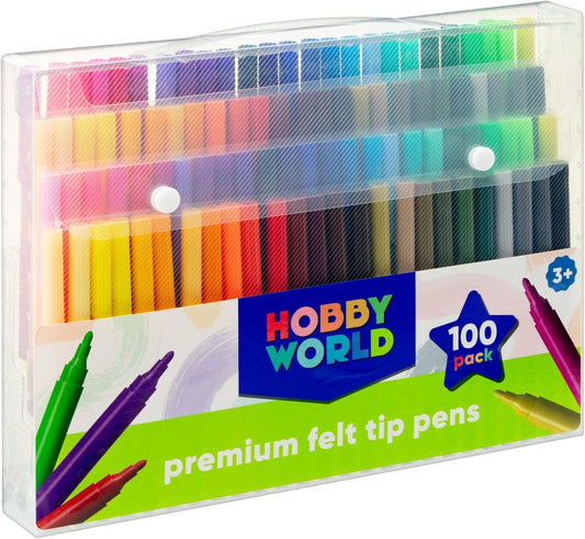 Hobby World Premium Felt Tip Pens 100pk