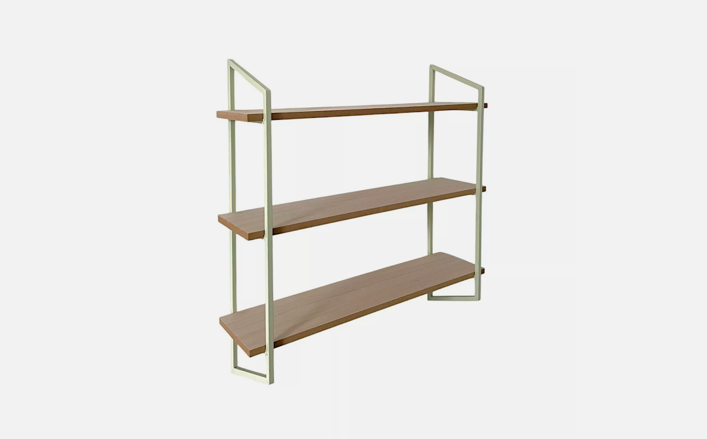 Three-Tier Wall Shelves with Sage Metal Frame