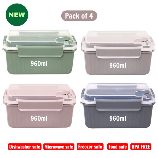 4 Pack Food Containers Food Storage - 960ml Each