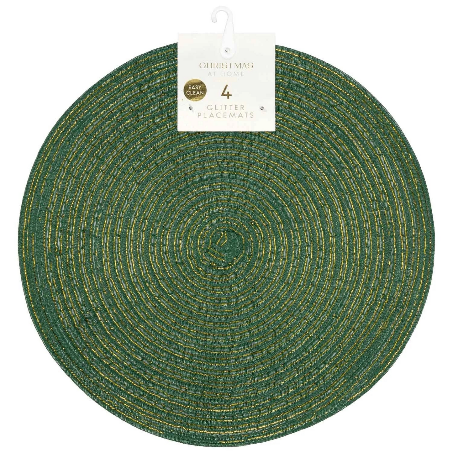 Green Round Glitter Placemats Set Of 4