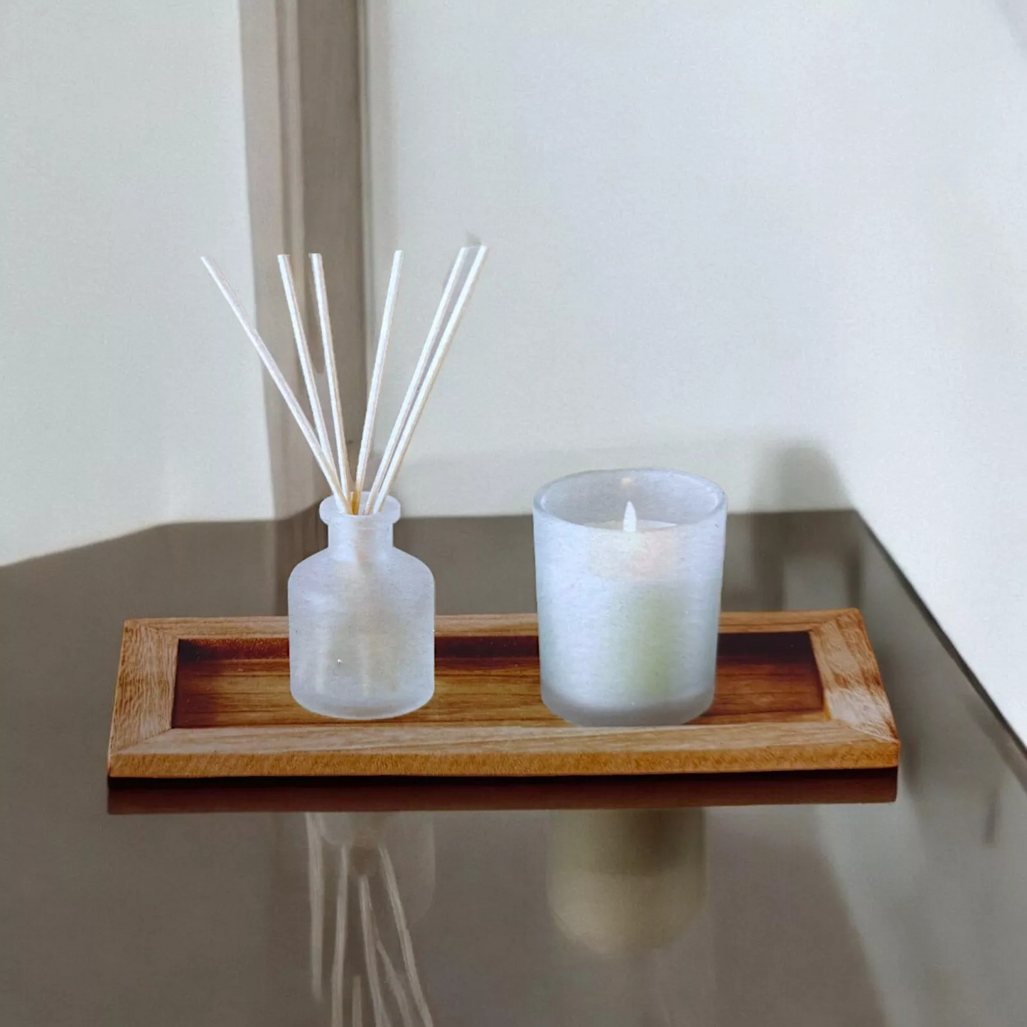 Decorative Fragrance Diffuser & Scented Candle Set- Lemon & Pink Grapefruit