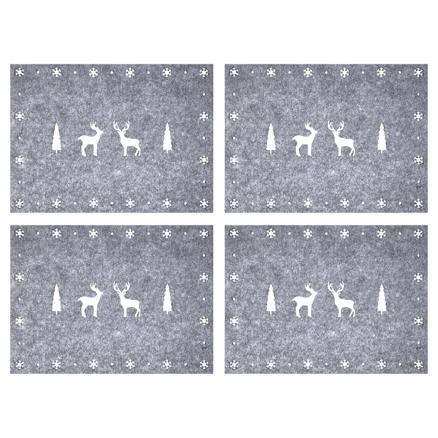 Christmas Placemats & Coasters Set - 8pc - Grey