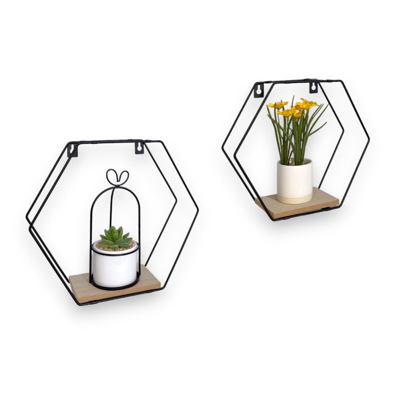 Set of 2 Black Floating Wall Shelves