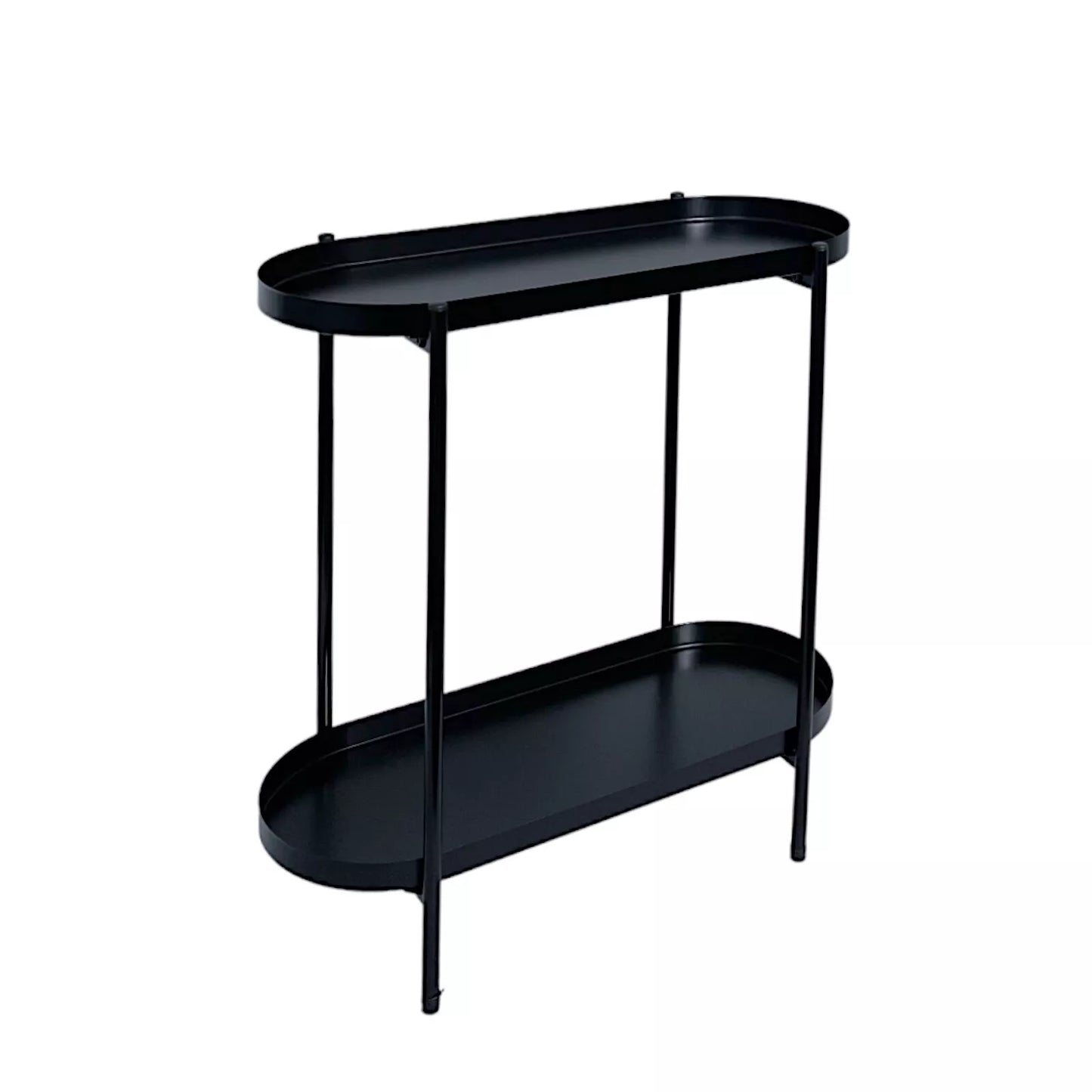 2 Tier Black Metal Contemporary Side Table