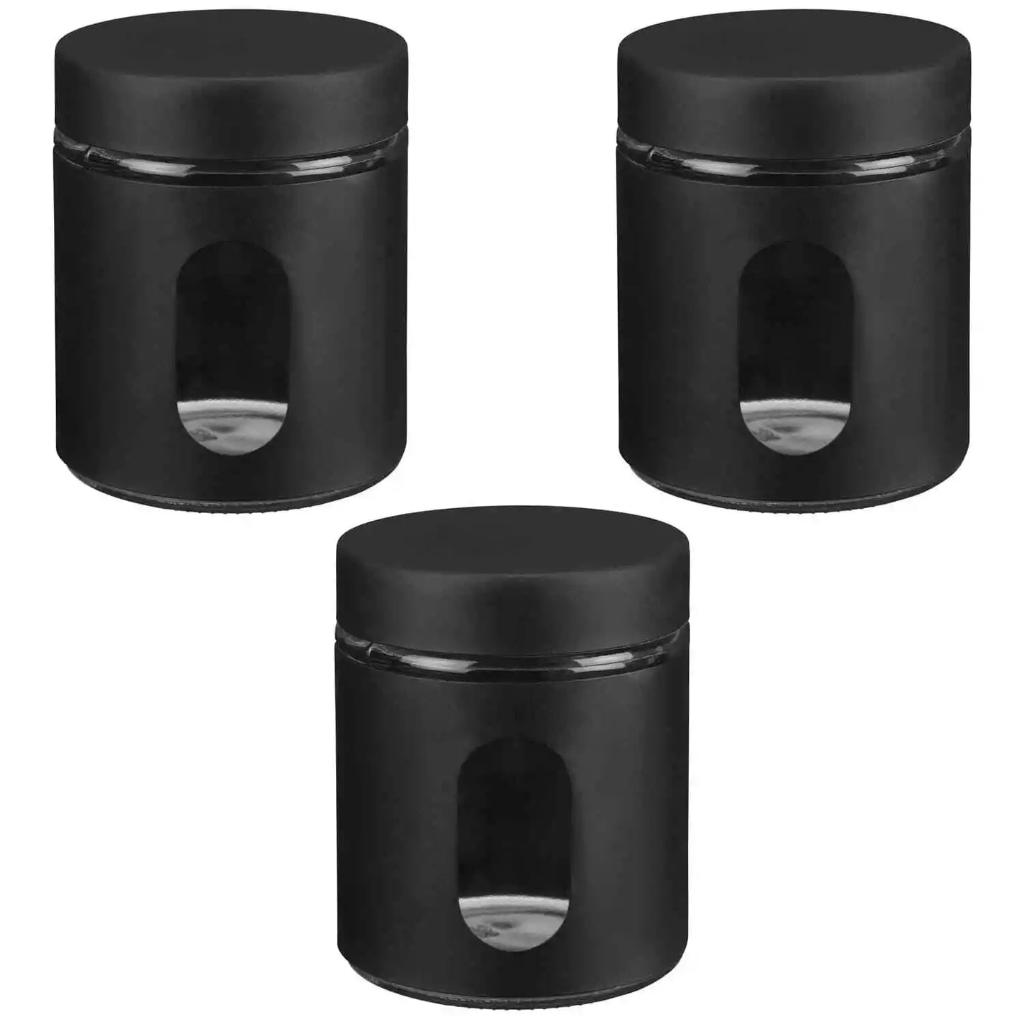 Black TEA COFFEE SUGAR Jars