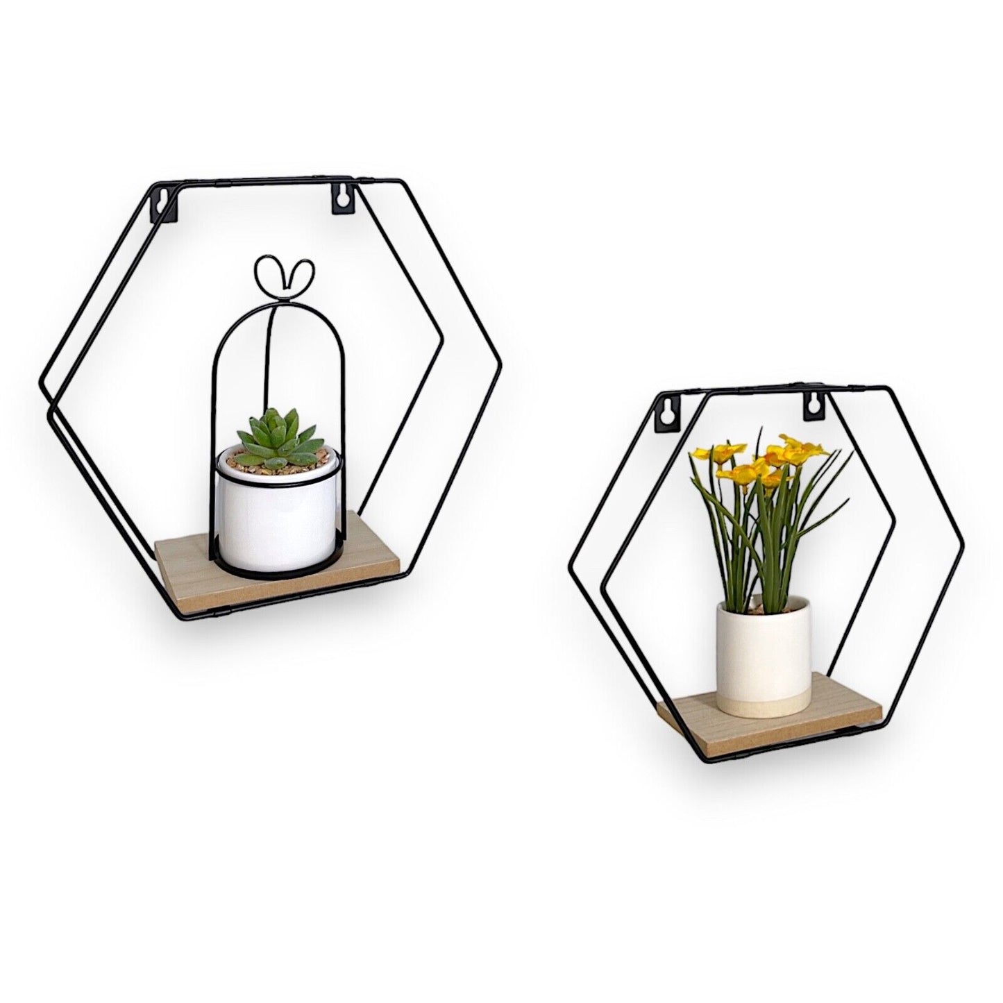 Set of 2 Black Floating Wall Shelves