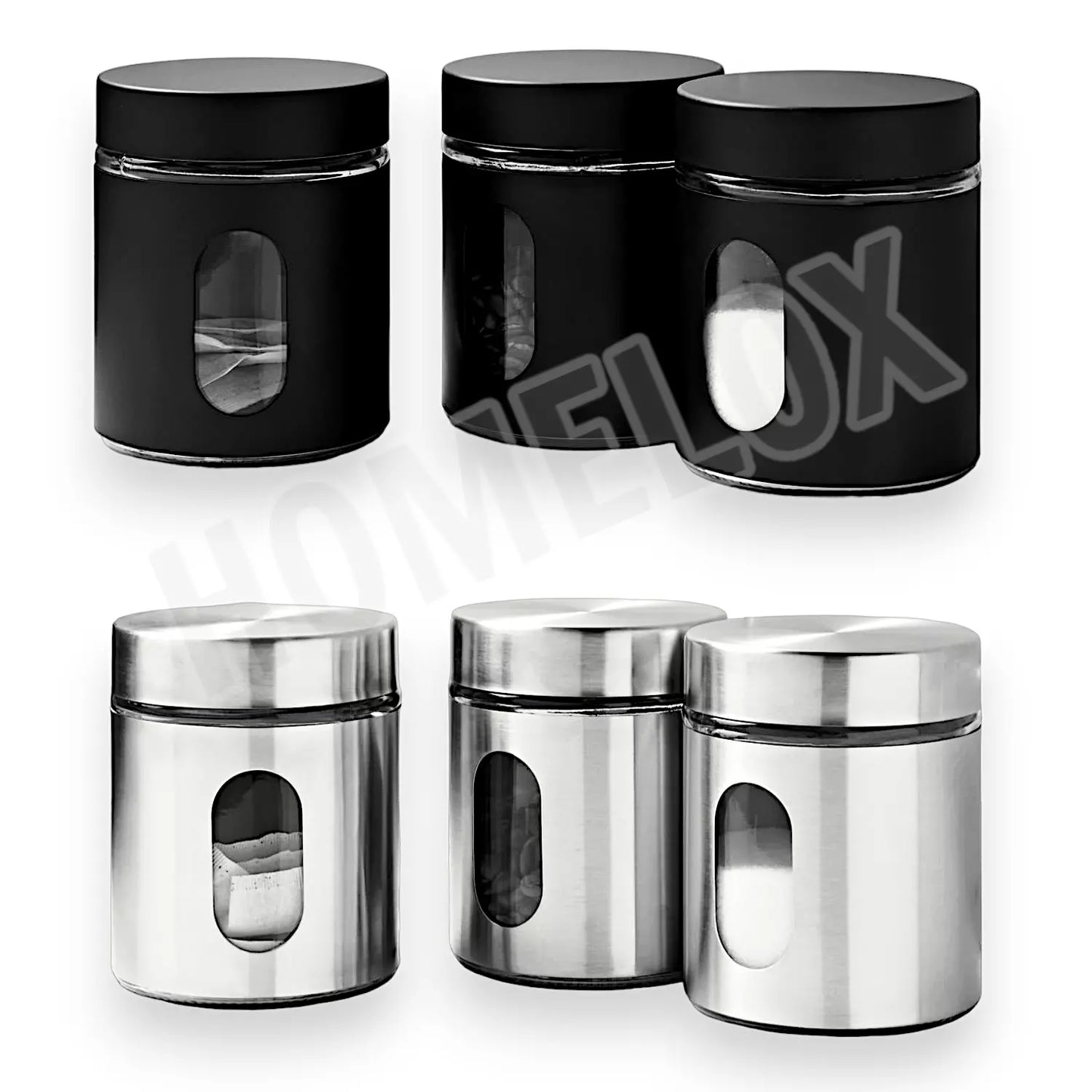 Black TEA COFFEE SUGAR Jars