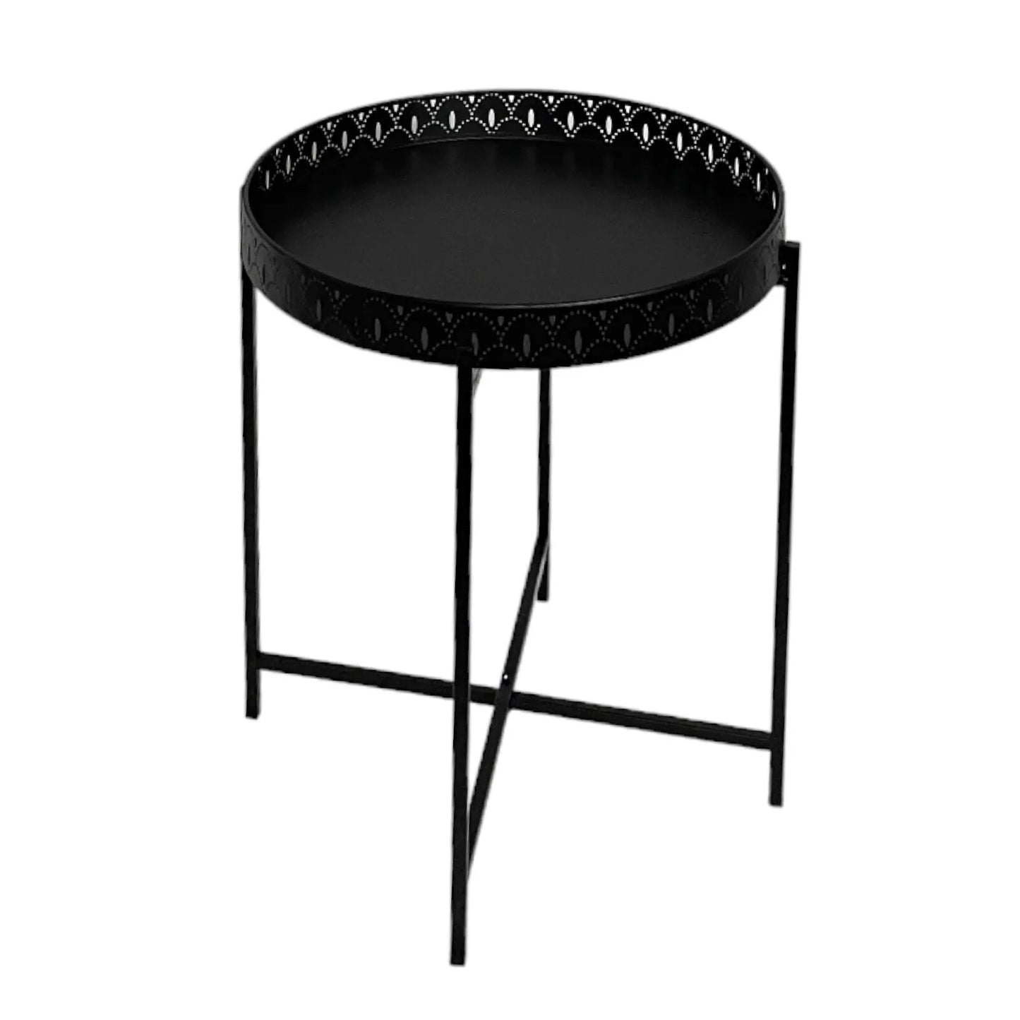 Black Metal Side Coffee Tray Table