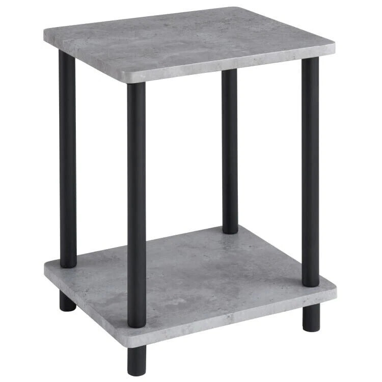 2 Tier Side Table Concrete Effect