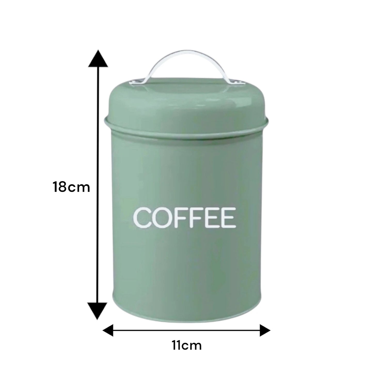 Set of 3 Canister Tea Coffee Sugar (Green)