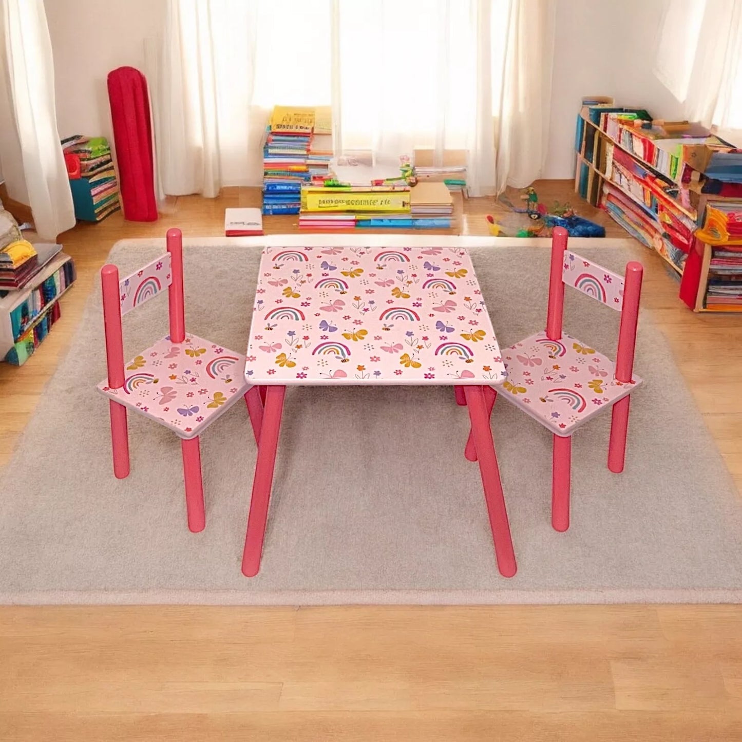 Children Kids Table and 2 Chairs Set -Rainbow