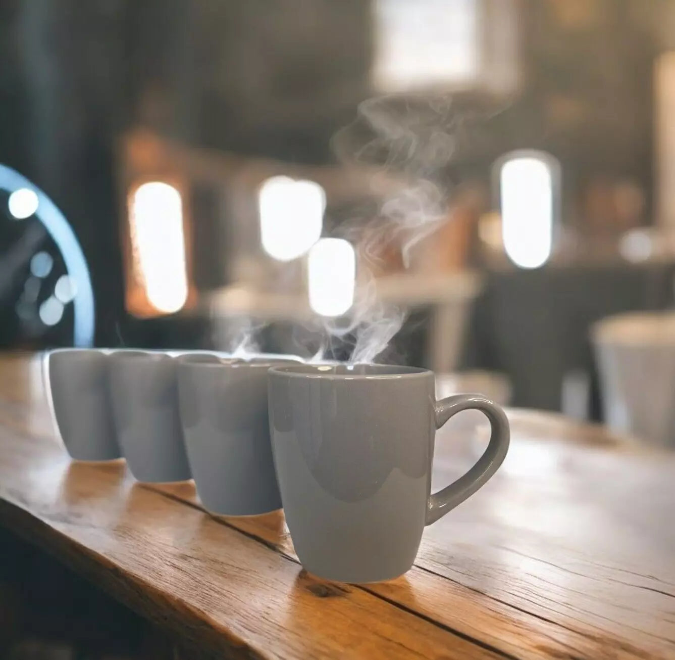 Set Of 4 Tea Coffee Mugs - Grey