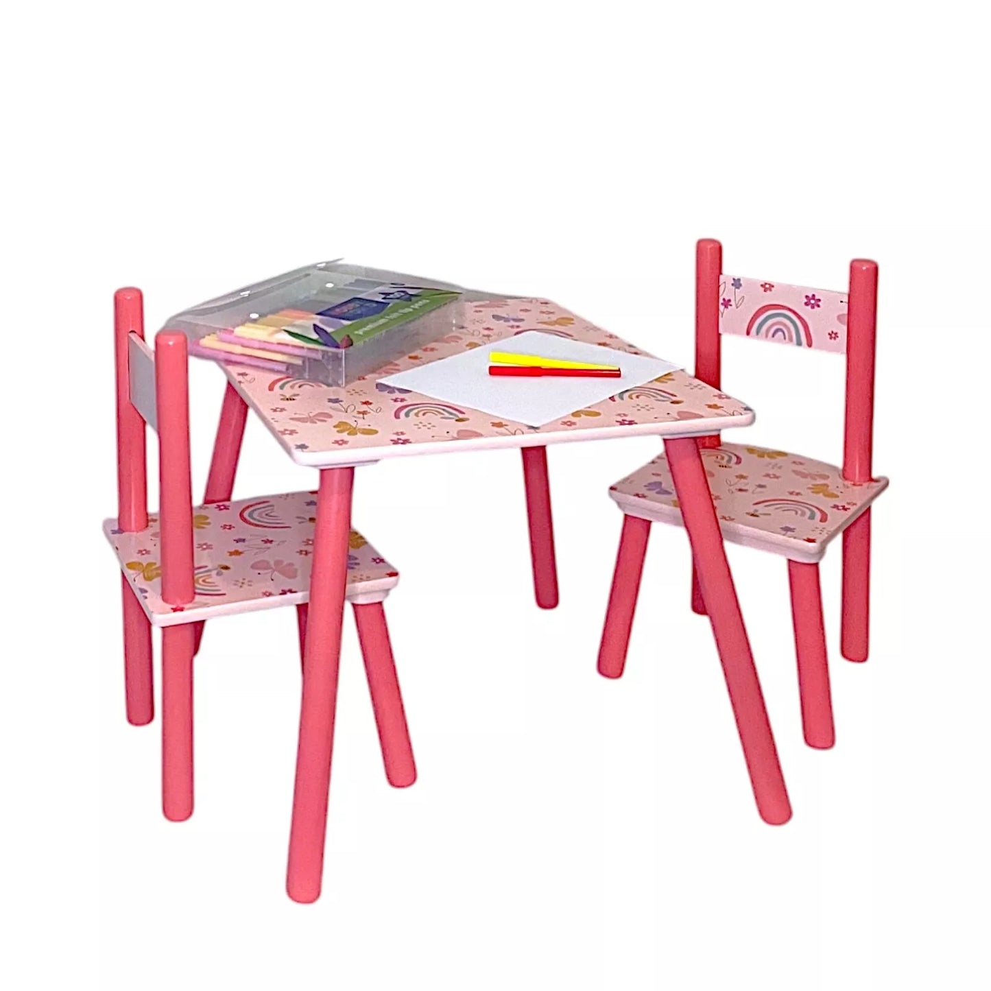 Children Kids Table and 2 Chairs Set -Rainbow