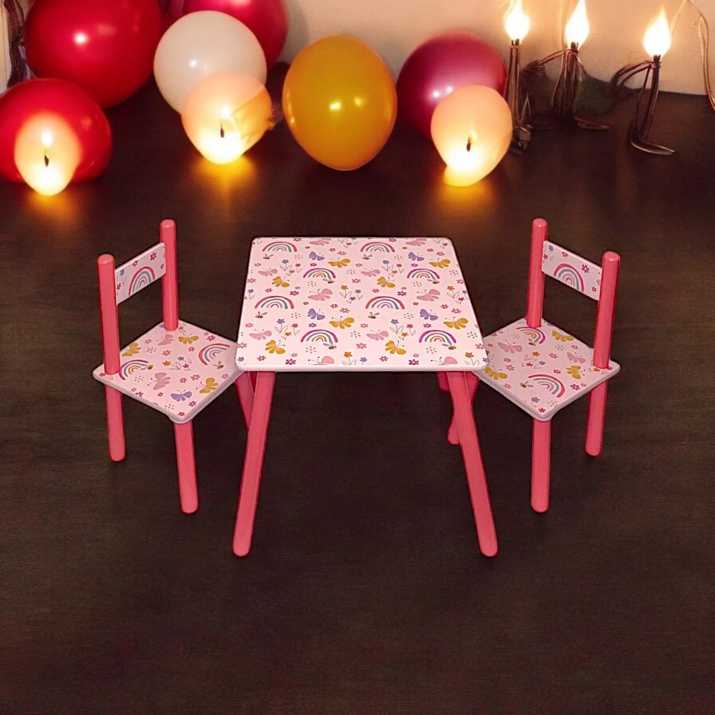Children Kids Table and 2 Chairs Set -Rainbow
