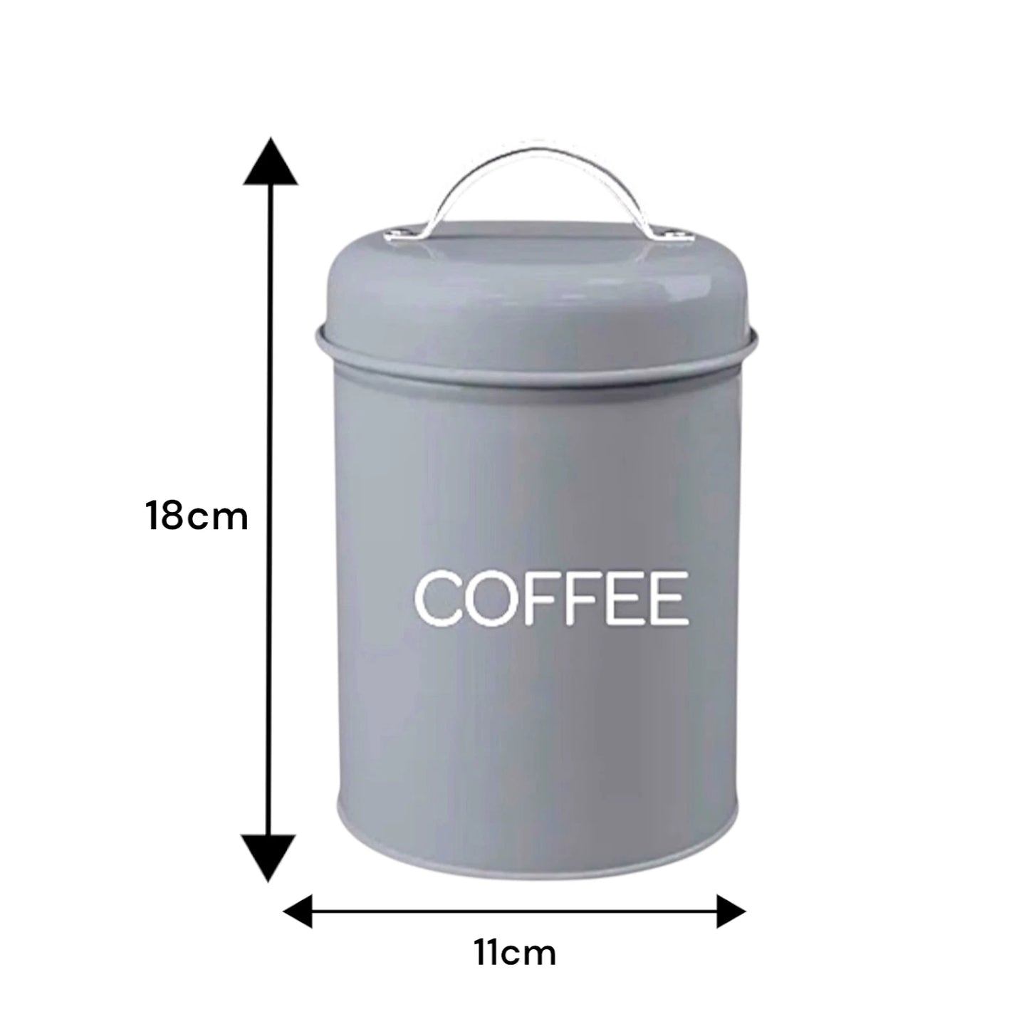 Set of 3 Canister Tea Coffee Sugar (Grey)