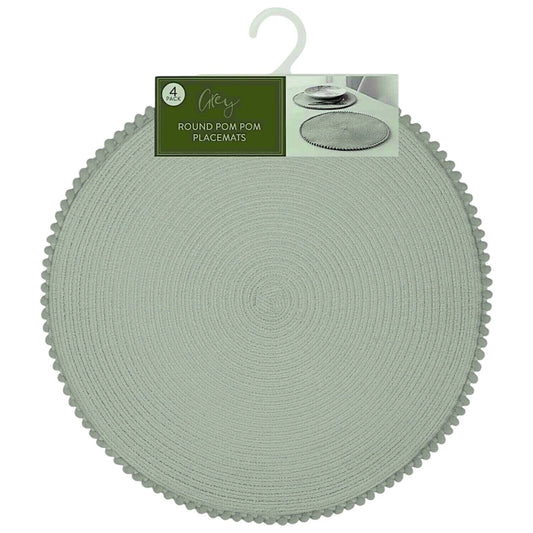 Green Round Pom Pom Placemats set of 4 Table Mats