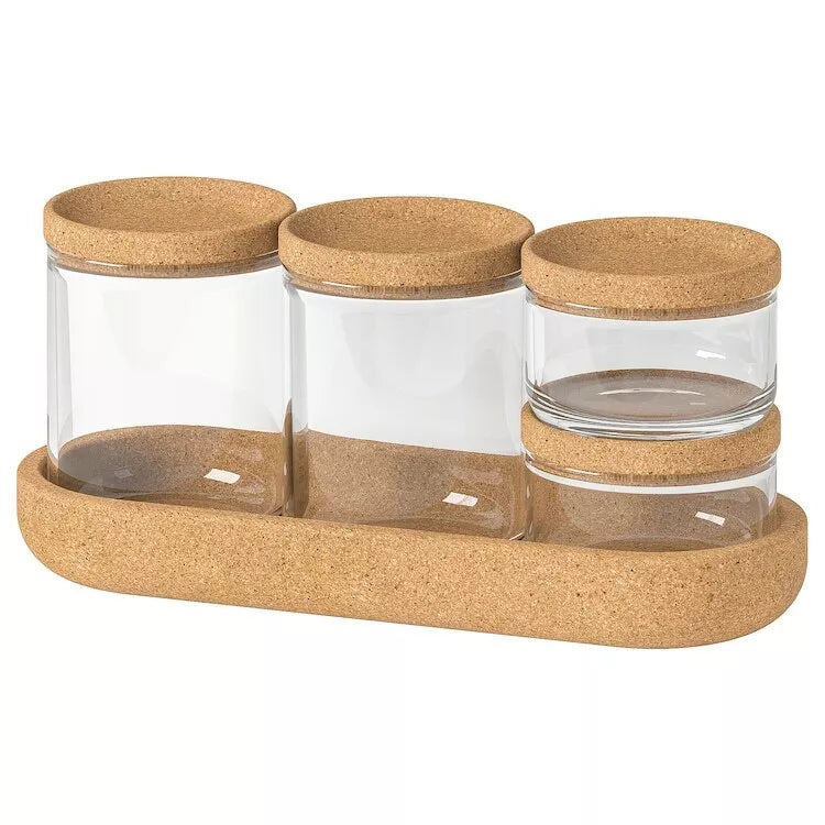 Set of 4 Clear Glass jars