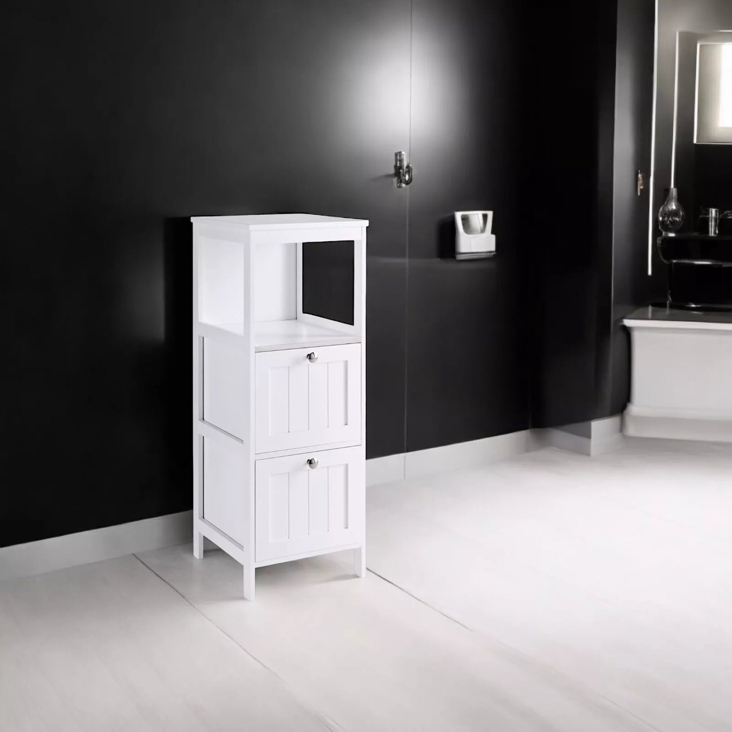 2 Drawer White Bathroom Storage