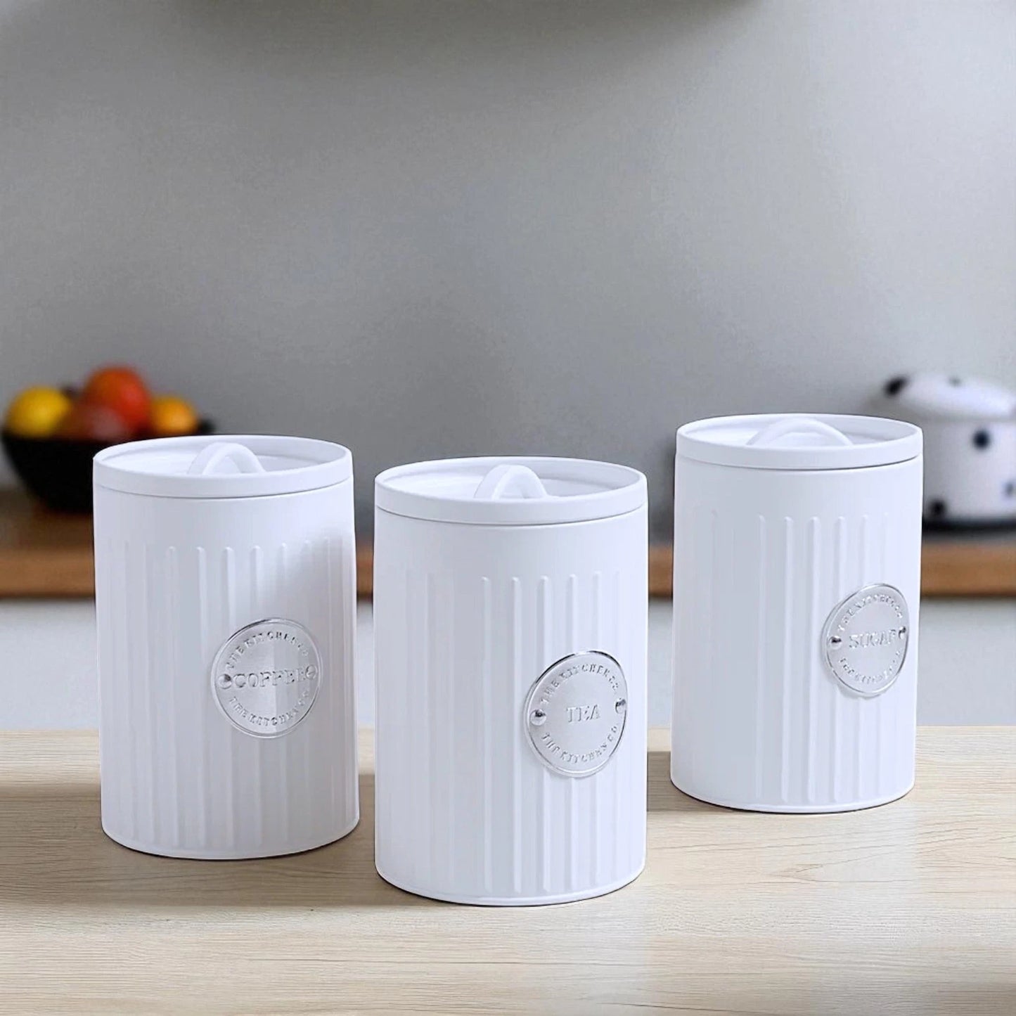 White Canister Set Tea Coffee Sugar