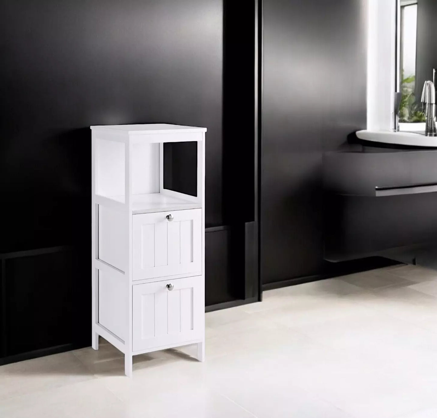 2 Drawer White Bathroom Storage