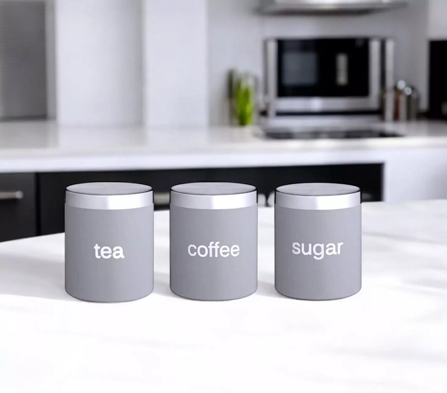 Grey Canister Coffee Tea Sugar