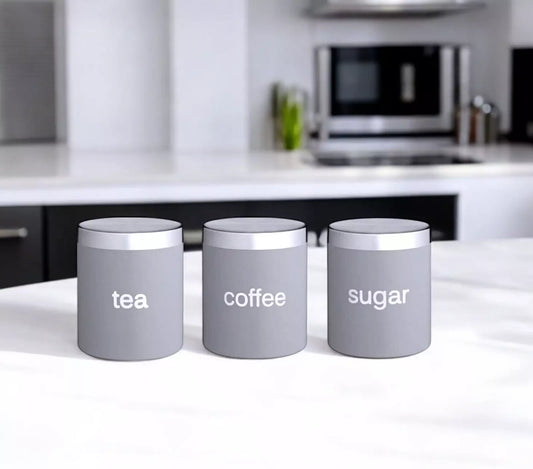 Grey Canister Coffee Tea Sugar