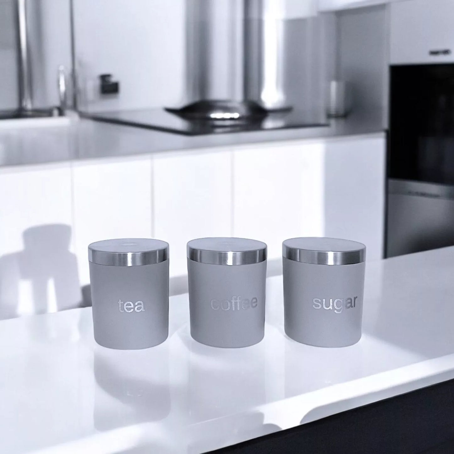 Grey Canister Coffee Tea Sugar