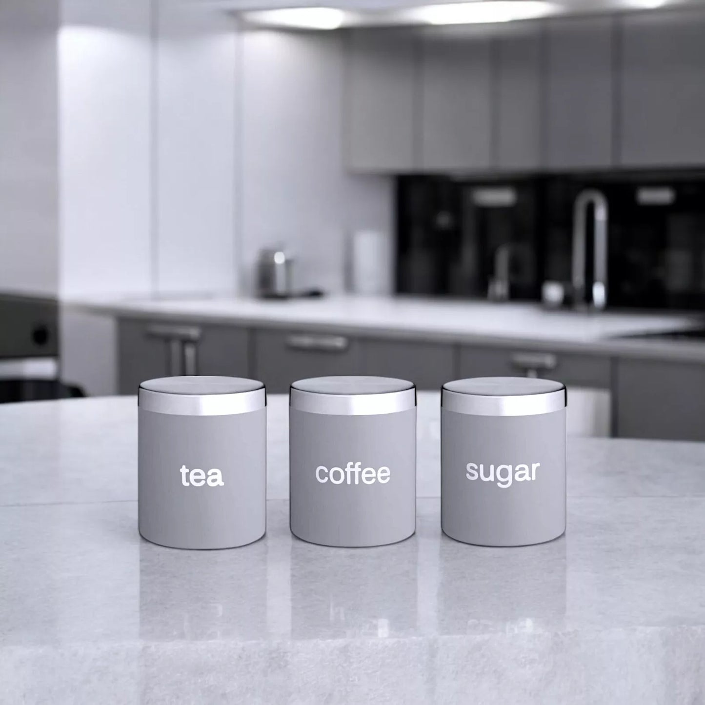 Grey Canister Coffee Tea Sugar