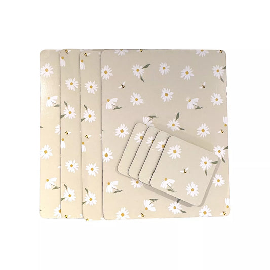 Bee Printed Placemat & Coaster Set Of 8