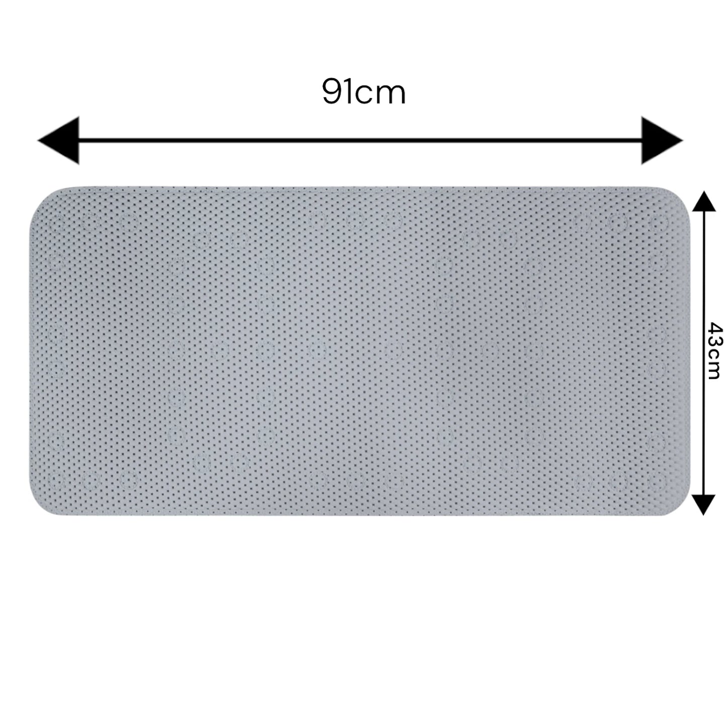 Grey Extra Long Non Slip Suction Bath Shower Mat