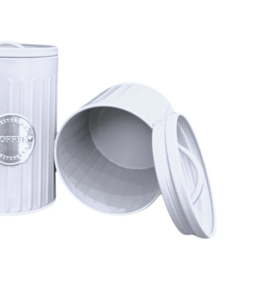 White Canister Set Tea Coffee Sugar
