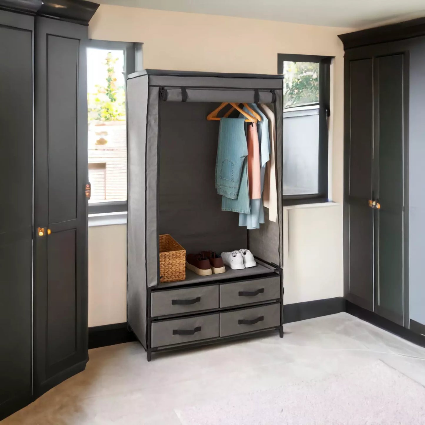 Quality Deluxe Canvas Wardrobe With Opening Doors