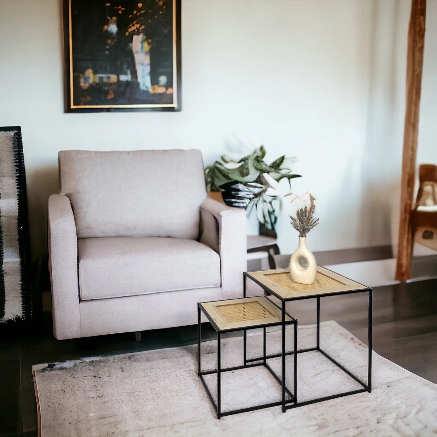 Set of 2 Coffee Table Cane Details