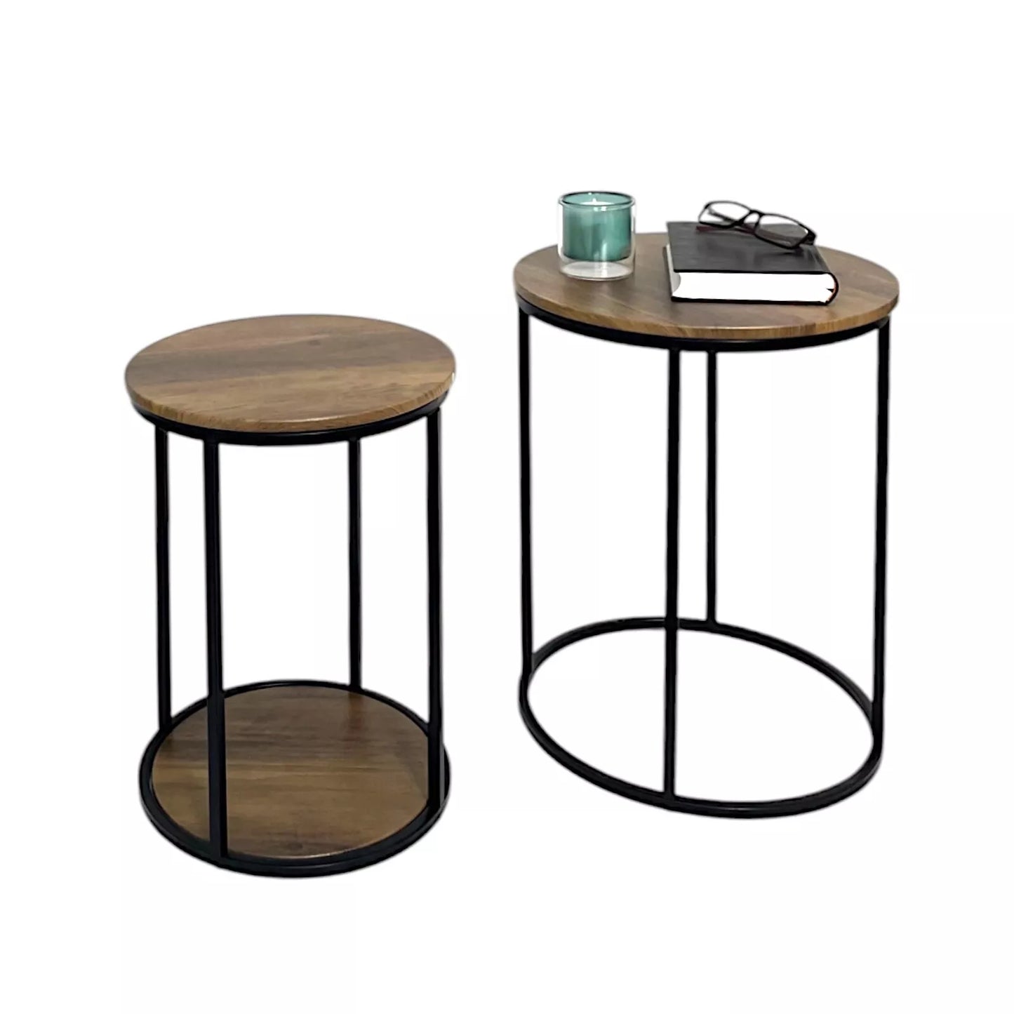 Nest of 2 Tables Rustic Oak