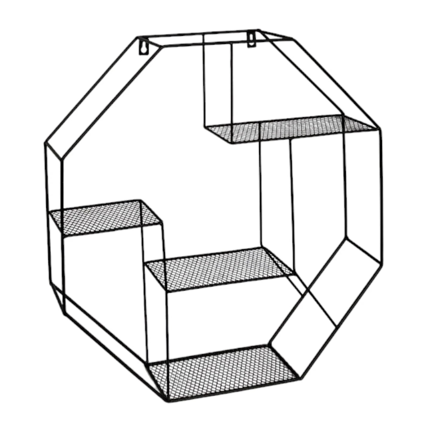 Metal Wire Floating Hexagon Wall Shelf