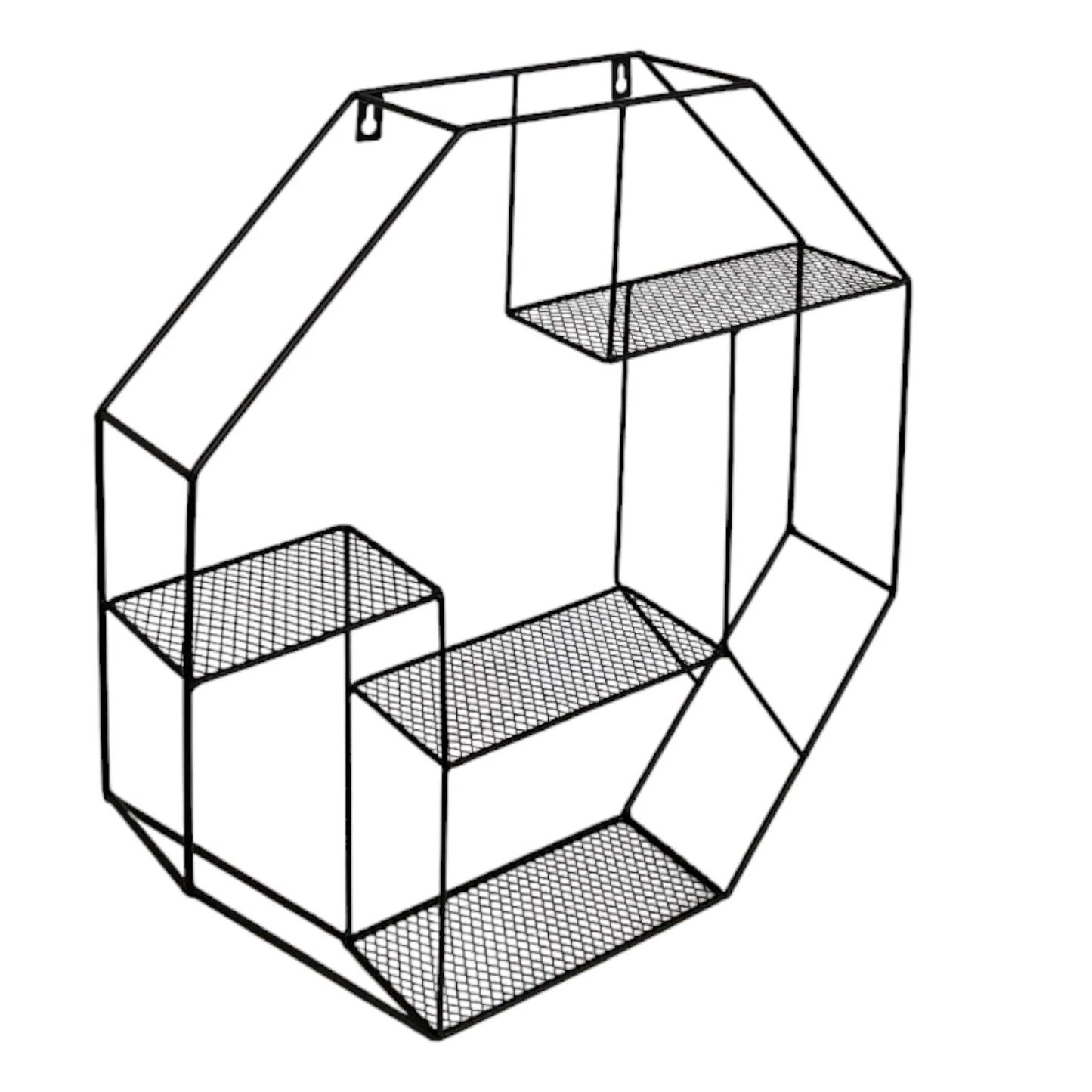 Metal Wire Floating Hexagon Wall Shelf