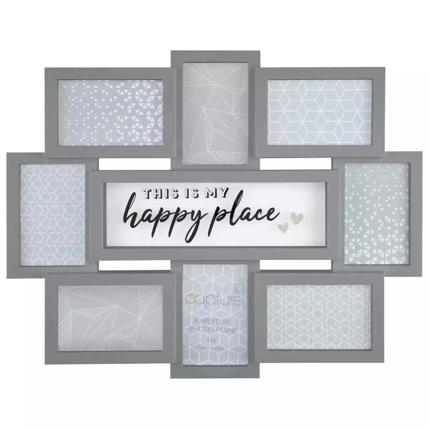 Large multi picture photo frame (Happy Place Grey)