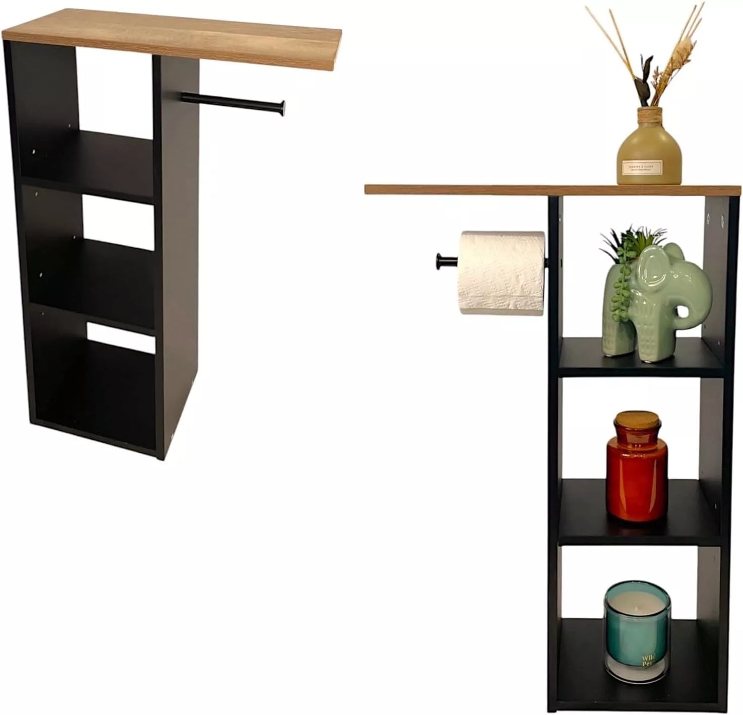 Black Wood Toilet Roll Holder