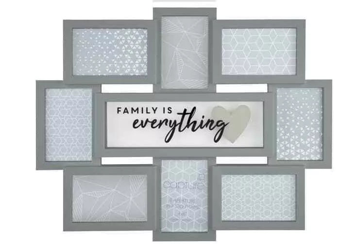 Large multi picture photo frame ( Family is Everything / Grey)