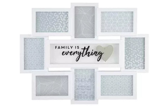 Large multi picture photo frame (Family is Everything / White)