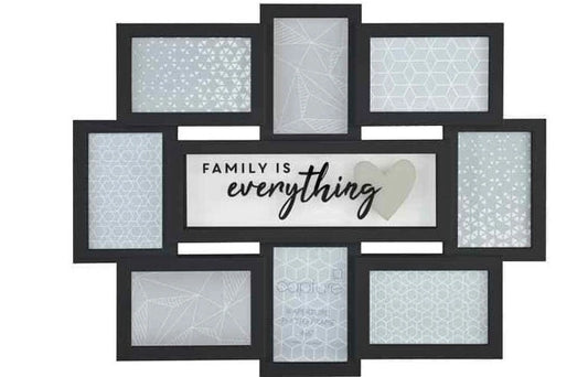 Large multi picture photo frame (Family is Everything / Black)