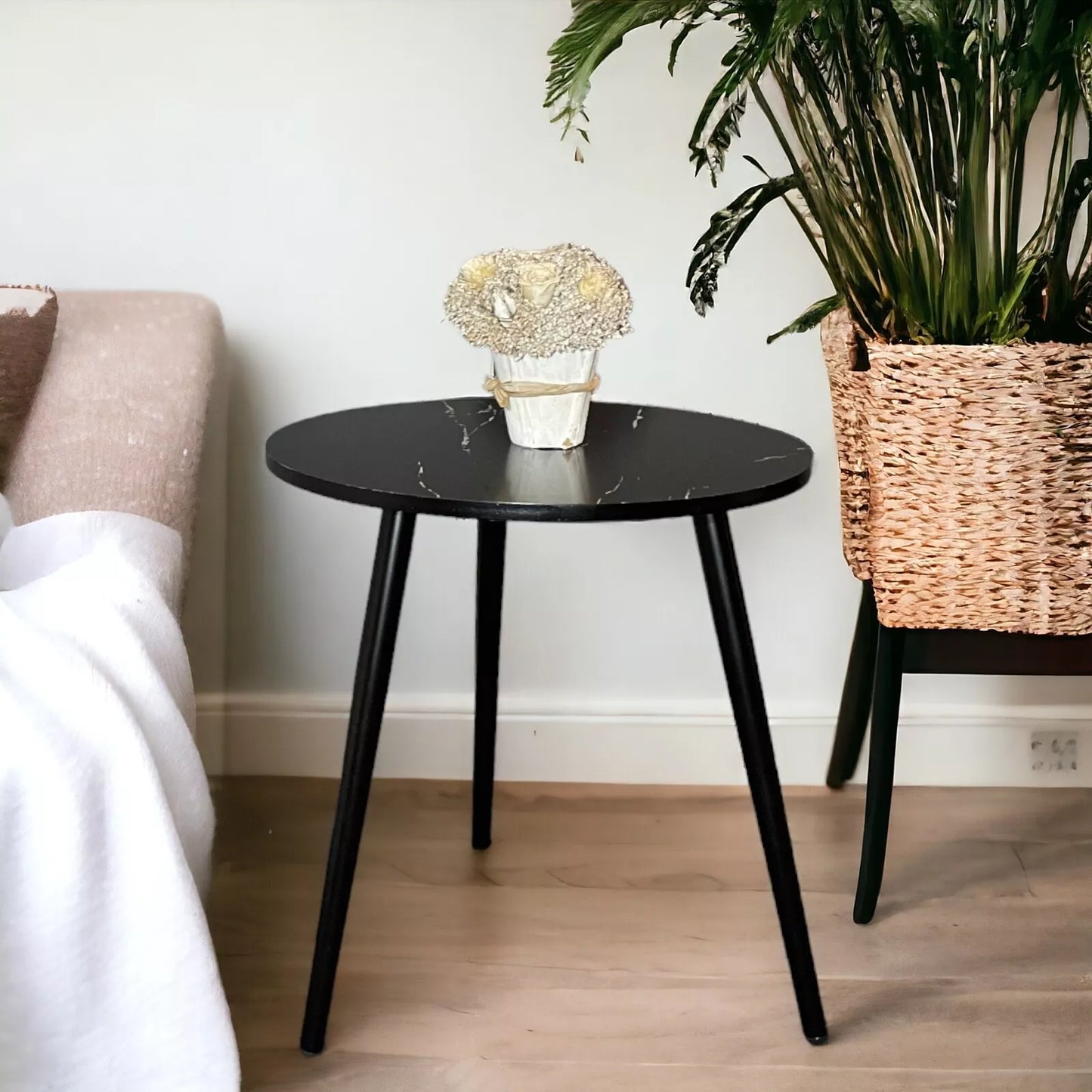 Black Marble Top Side Table