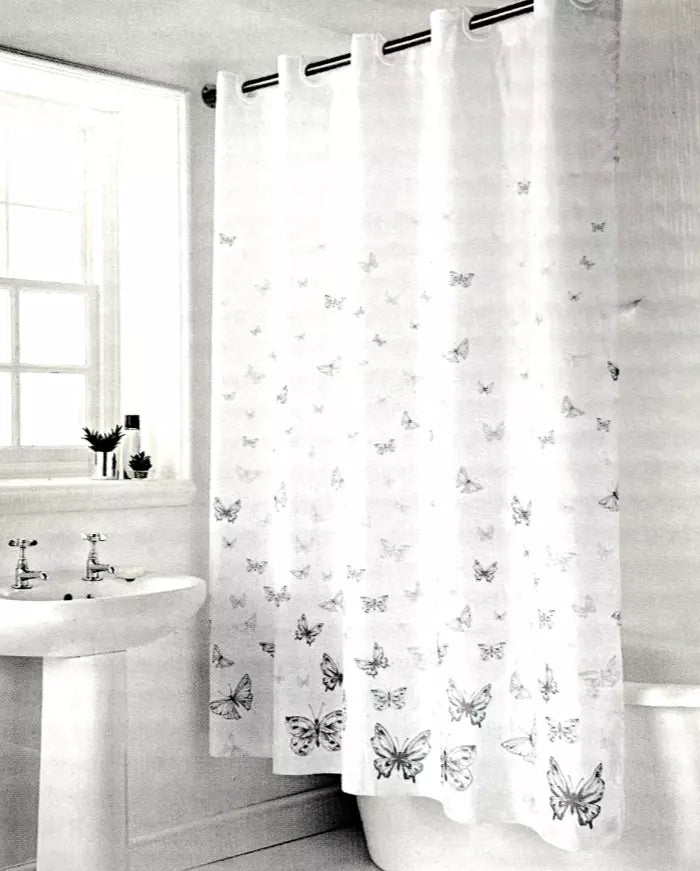 Butterfly Hookless Shower Bathroom Curtain