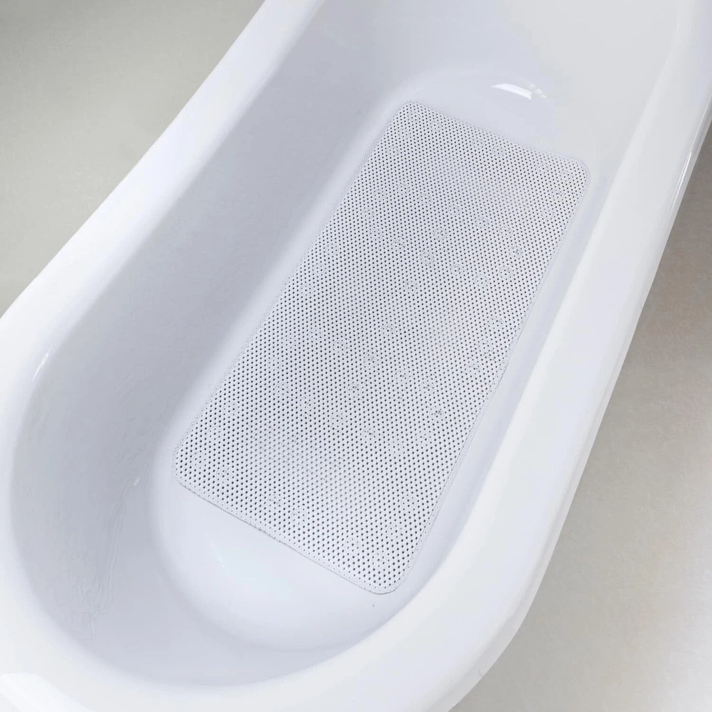 White Extra Long Non Slip Suction Bath Shower Mat