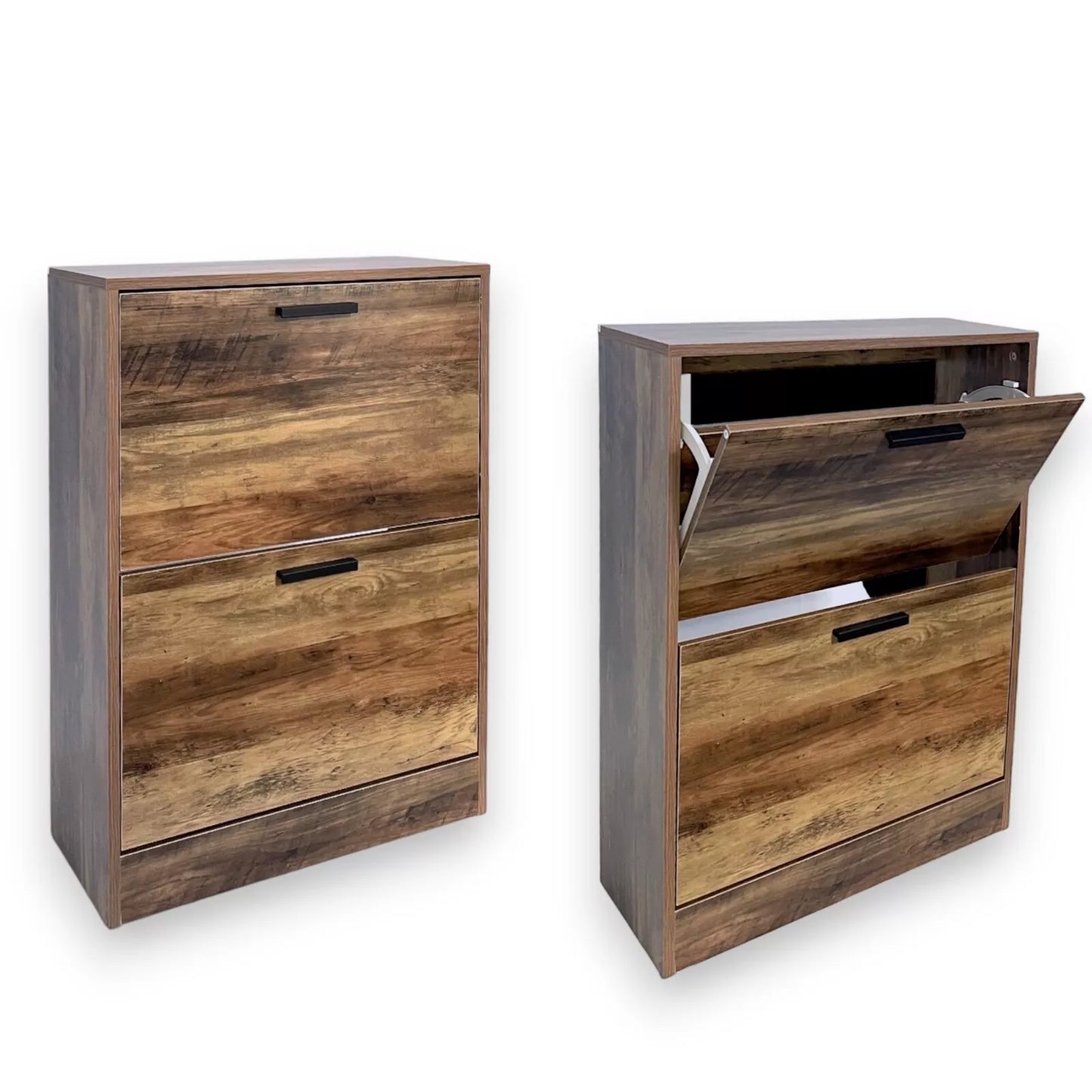 2 Drawer Shoe Storage Cabinet Cupboard