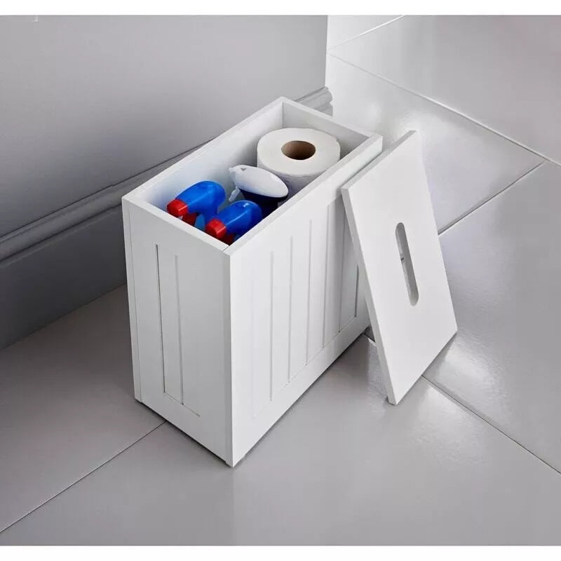 Wooden White Small Toilet Storage