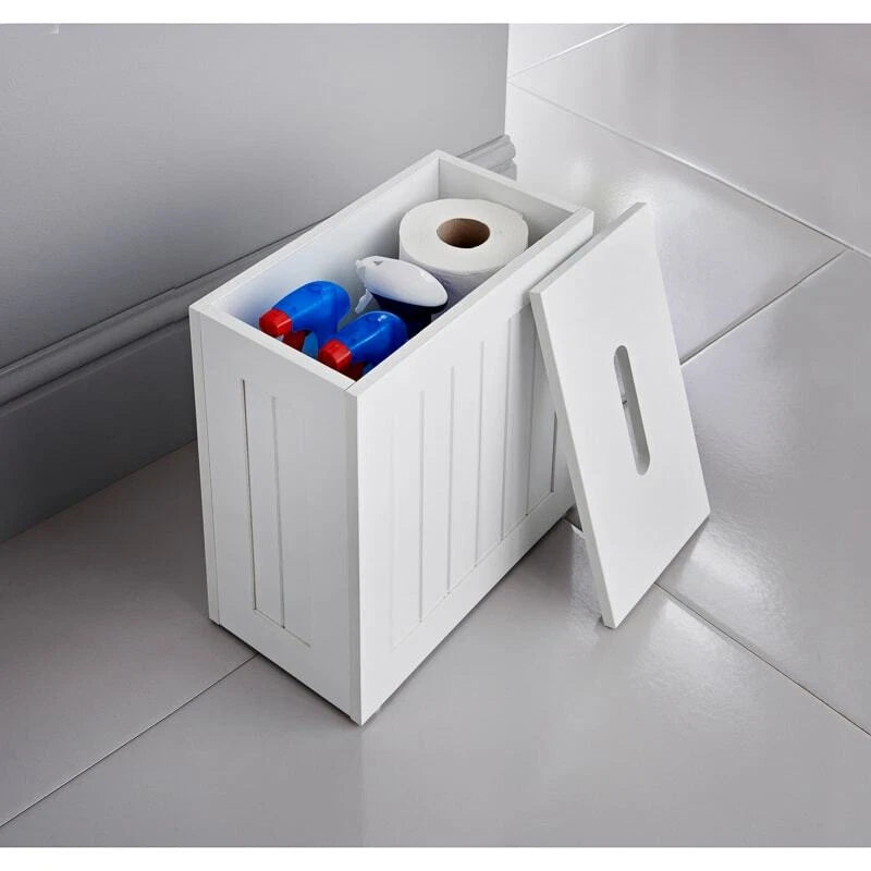Wooden White Small Toilet Storage